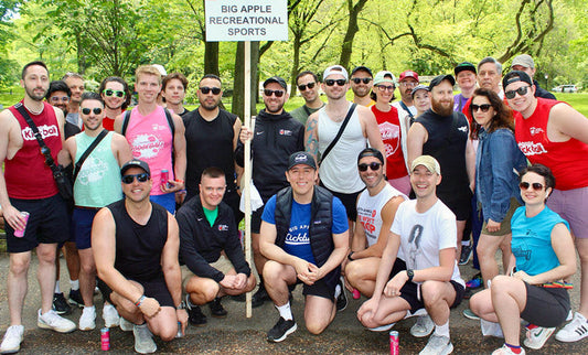 Big Apple Recreational Sports Members march in the 40th Annual AIDS Walk NY in New York City in 2025